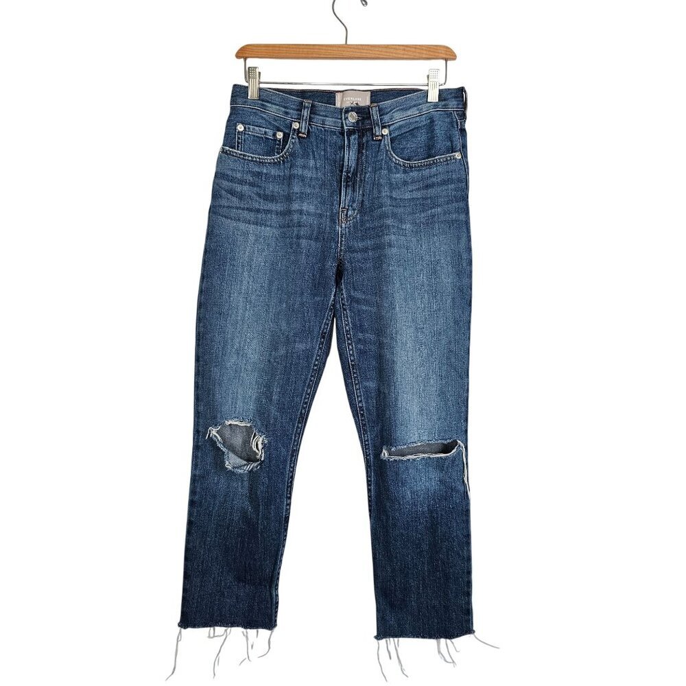 Everlane The Summer Jean Straight Leg Raw Hem Distressed Ripped Denim Women 26R